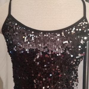 black sequin mini dress